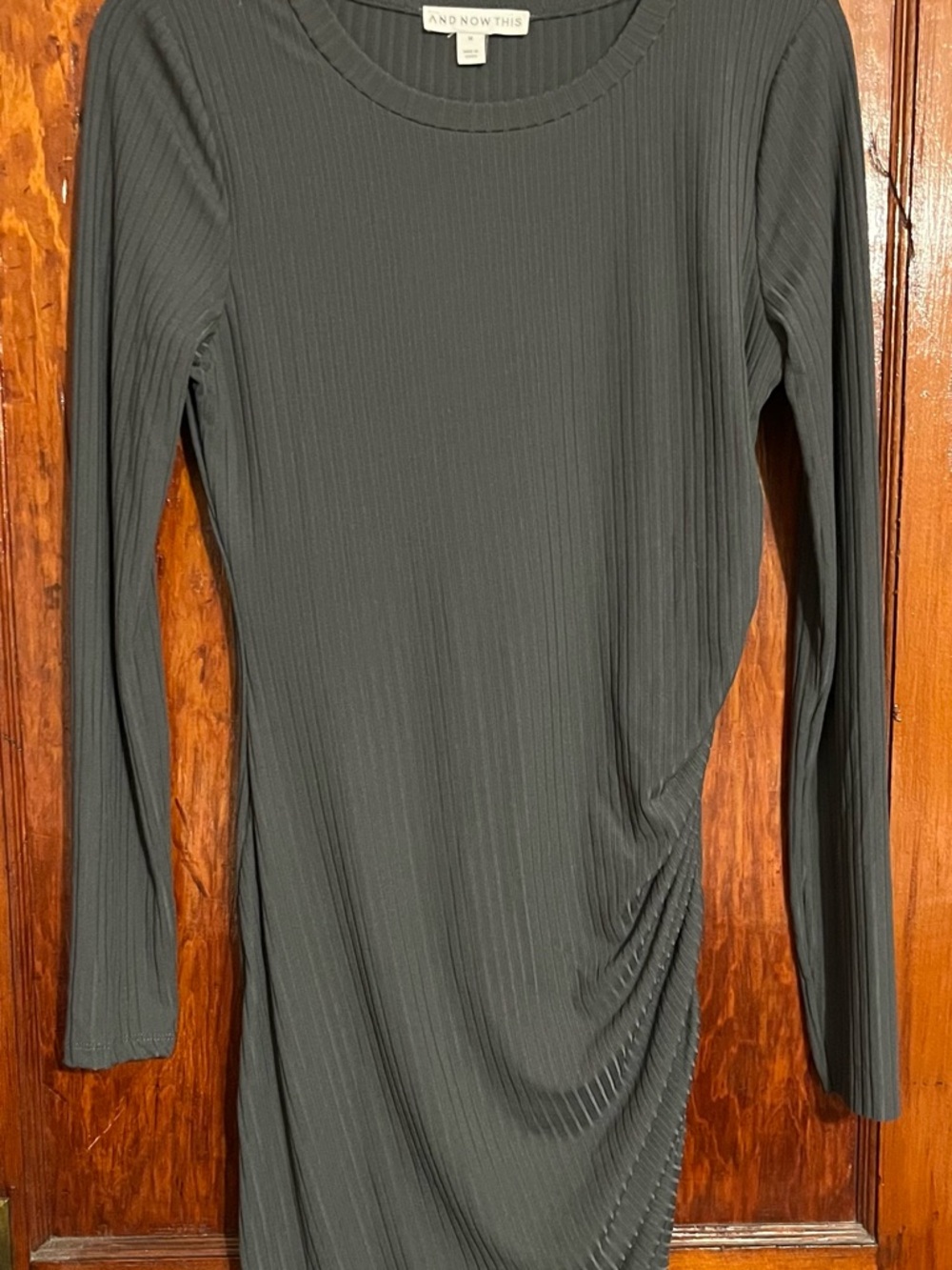 And Now This Long Sleeve Ribbed Dress in Dark Gray